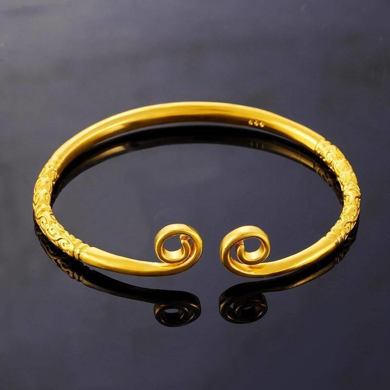 越南沙金倒模紧箍咒手镯 欧币金仿黄金开口镯子 紧箍咒手镯男女