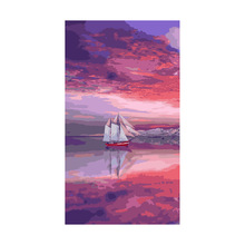 红色海帆DIY数字油画挂画装饰画无框组合框绷好内框跨境一件代发