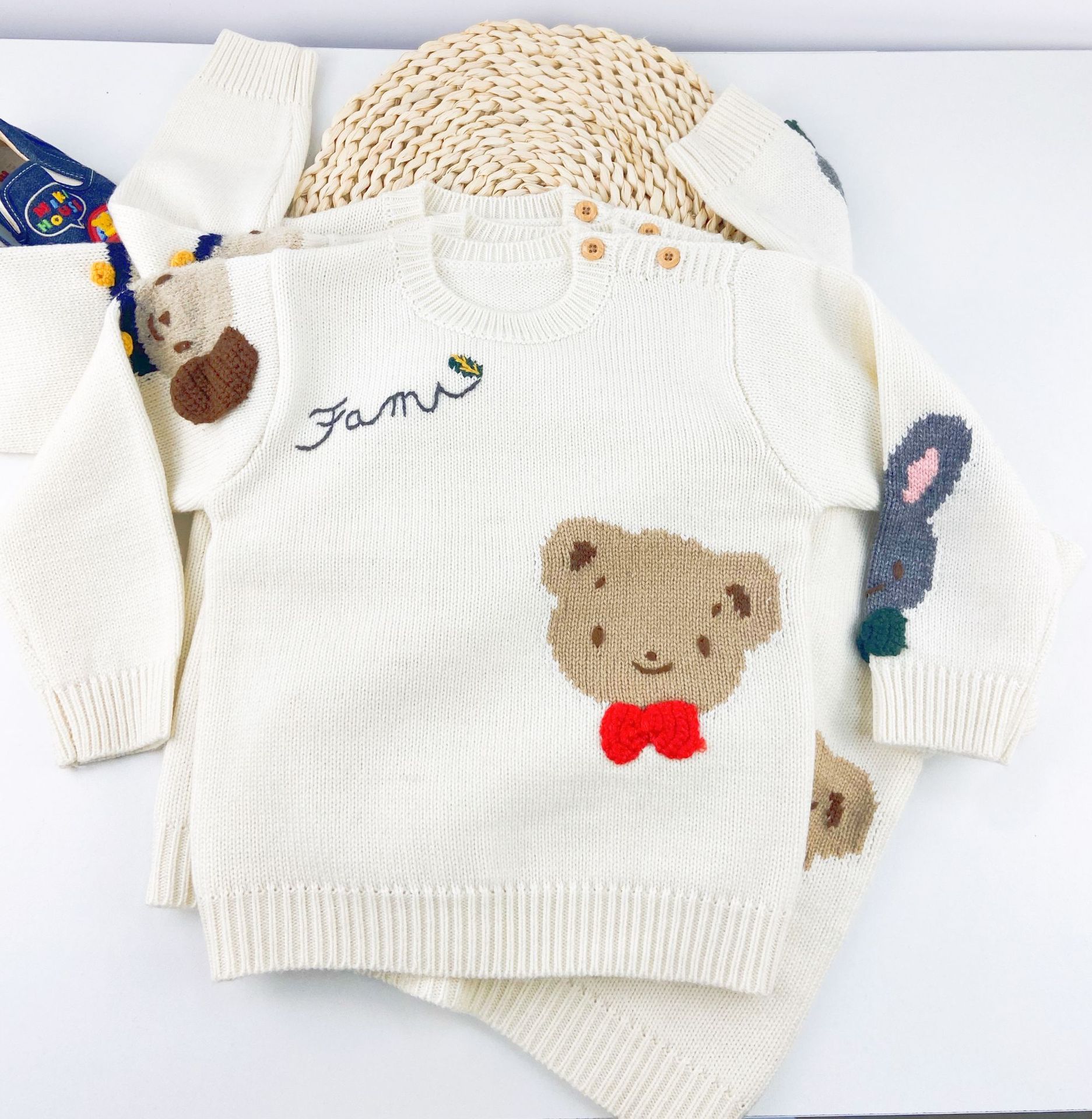 2020年新款小动物毛衣三头动物男女儿童毛衣