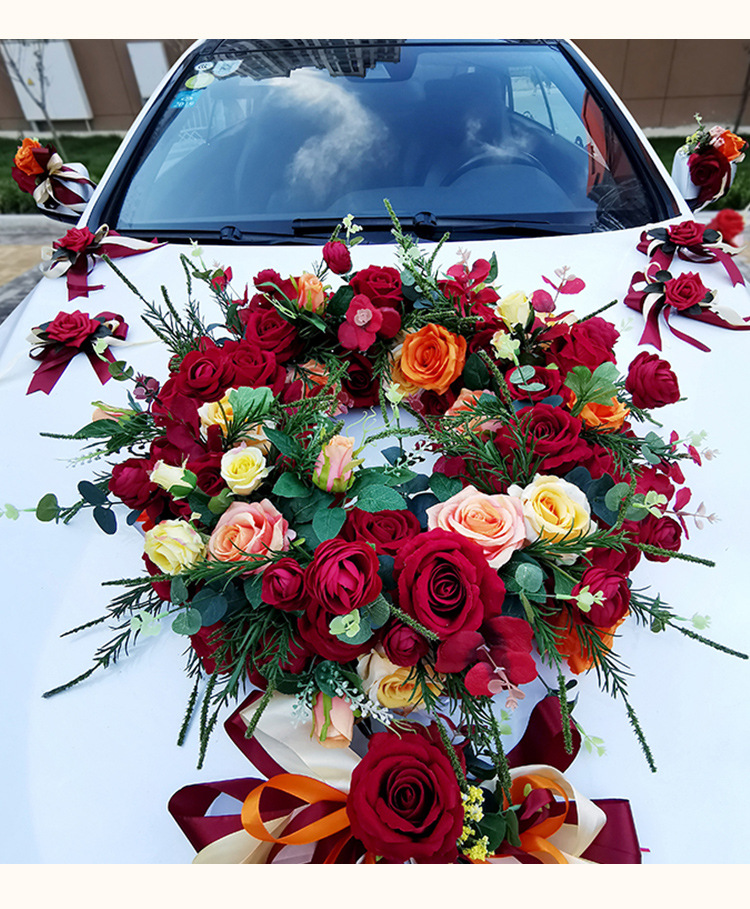 带泥婚车装饰吸盘结婚扎花车车头布置用品棒棒糖主婚车彩车装扮