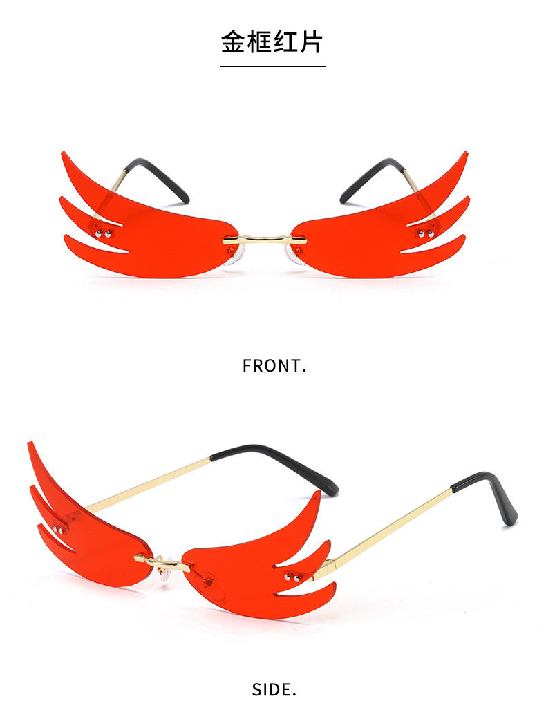 2020新款太阳镜 时尚个性遮阳眼 男女金属无框墨镜天使的翅膀032