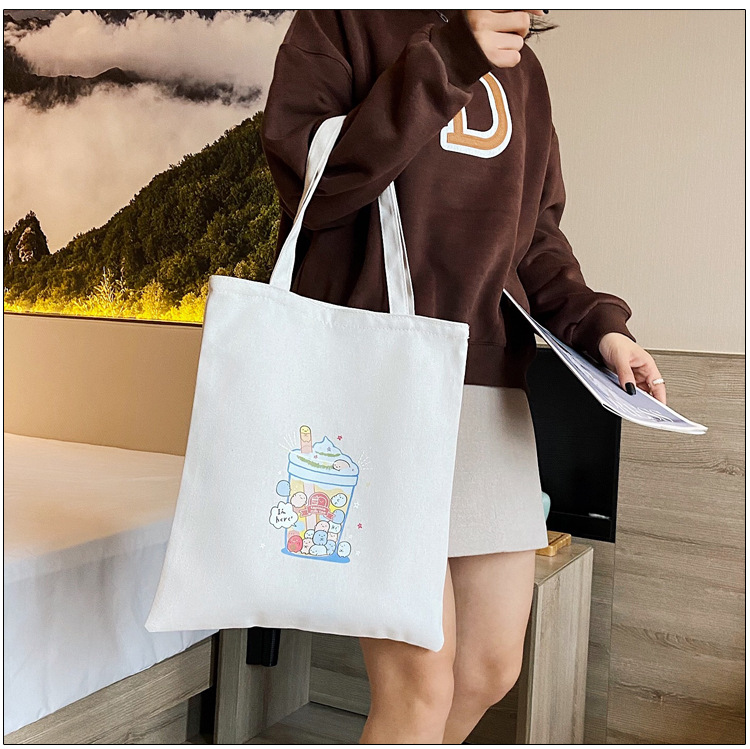 学生热转印帆布袋创意个性帆布袋环保时尚流行黑色帆布袋定制logo