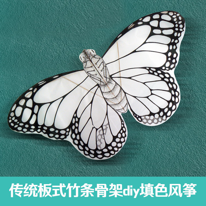 风筝diy批发蝴蝶涂色绘画教学制作材料包幼儿园空白填色自制线稿