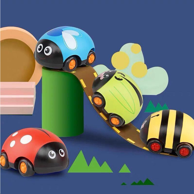 新奇双向q版卡通迷你昆虫儿童玩具车小孩益智宝宝滑行小车回力车