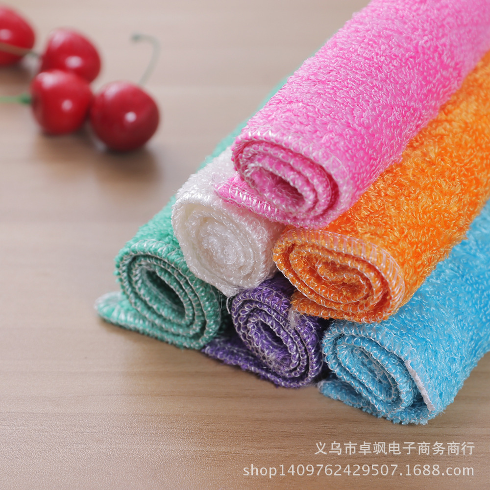Wholesale New Bamboo Fiber Dish Towel Dishcloth Scouring Pad Stall Running Jianghu Supermarket