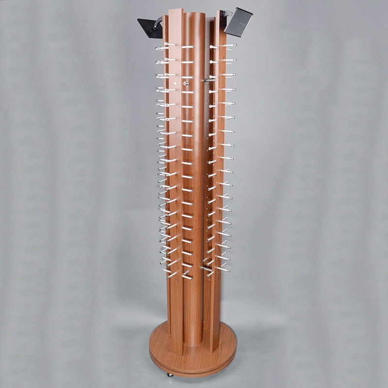 72付木纹高档太阳眼镜旋转展示架太阳眼镜展示架旋转