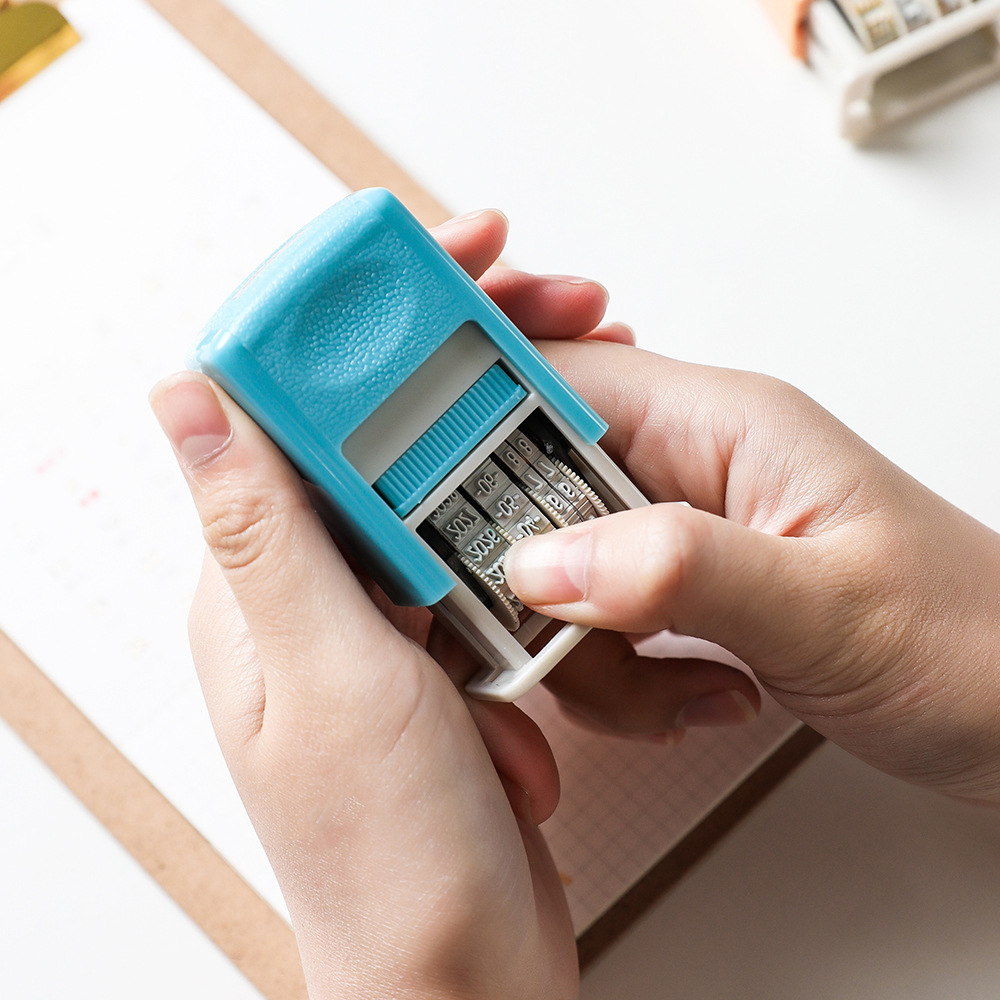 按压滚轮戳文字日期印章学生便携年月日可调自动回墨手帐配件