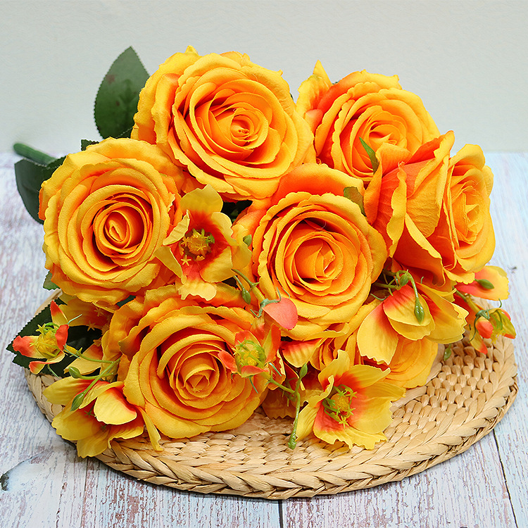 产地货源 12头把束巴西玫瑰格桑花 仿真假花 影楼实景家居装饰花