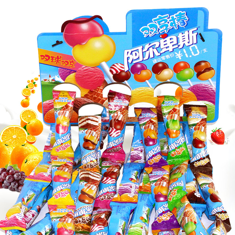 阿尔卑斯双享棒棒糖 16克*48支混合口味装儿童糖果 休闲零食硬糖