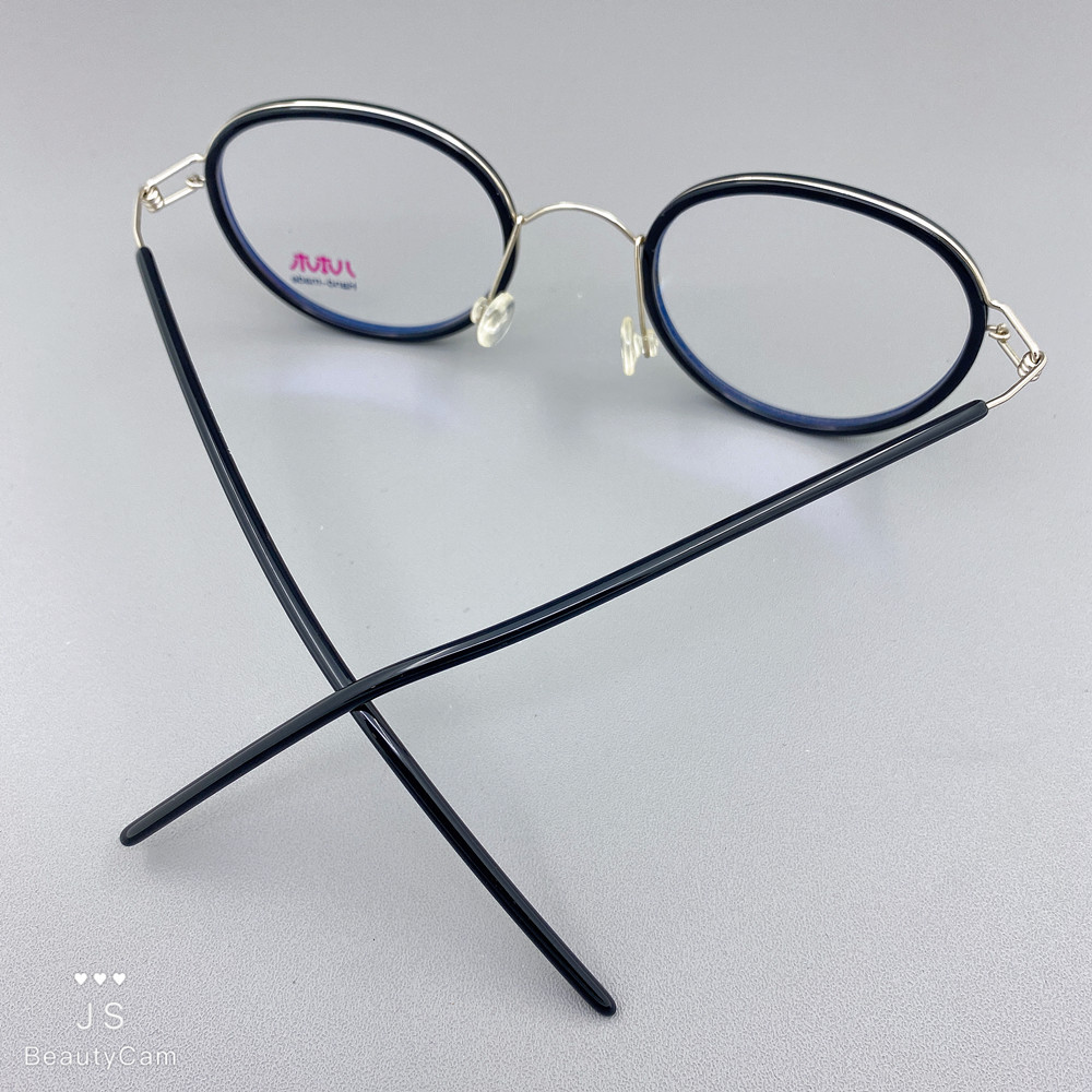 板材胶圈配超轻金属梨形眼镜 复古硅胶鼻托林德伯格同款 时尚男女