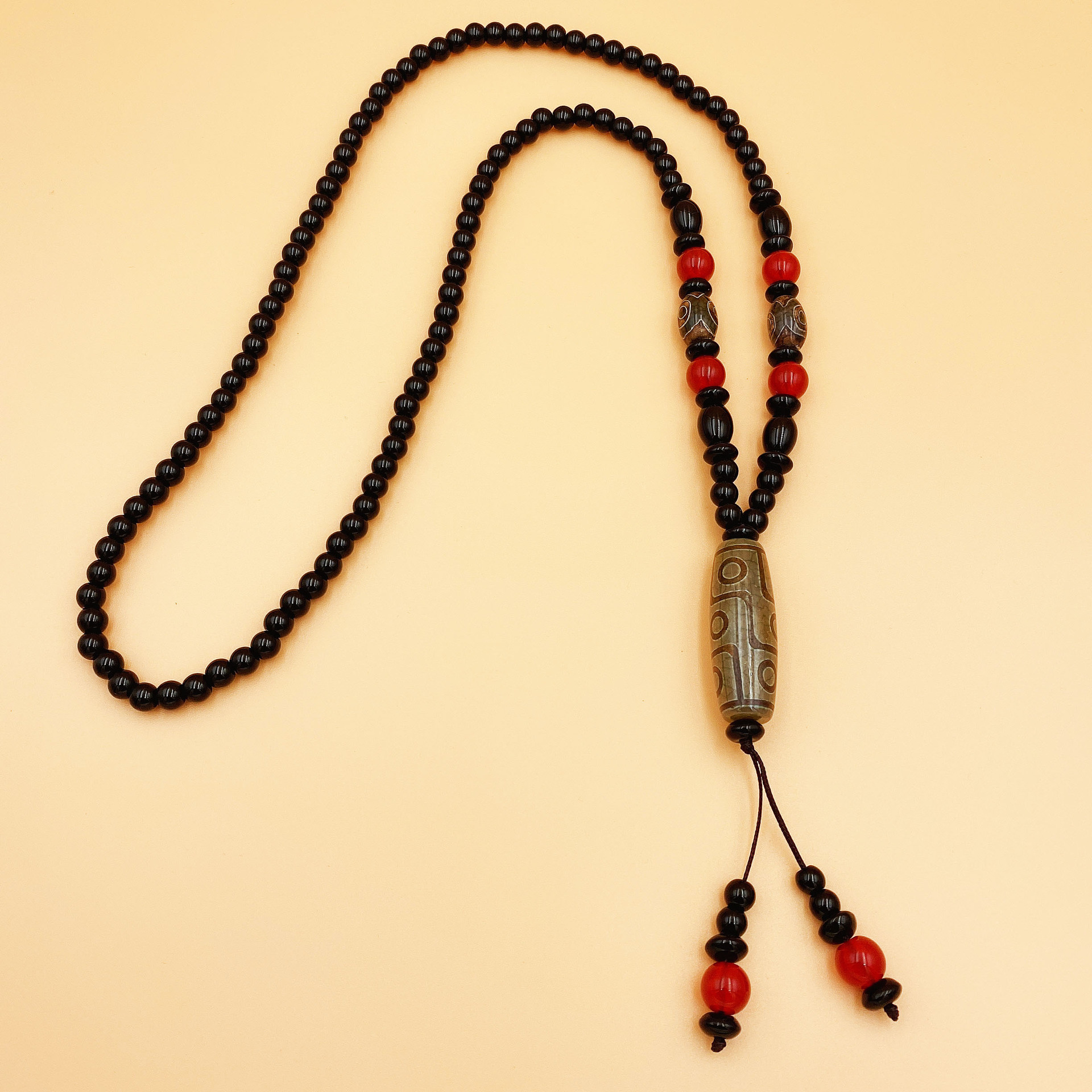 复古九眼天珠项链男女百搭毛衣链藏式民族风装饰品老玛瑙挂件礼品