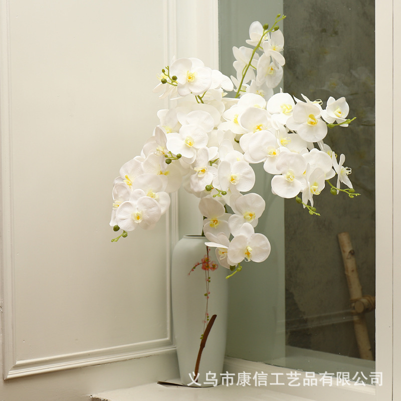 Simulation 3D Printing Nine-Head Phalaenopsis Fake Flower Film Hand-Feeling Orchids Domestic Ornaments Plant Indoor Potted Plant