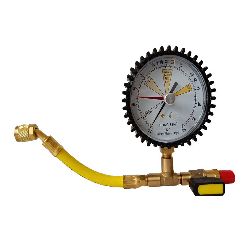 鸿森hs-ng中央空调氮气打压表 空调制冷维修配件螺纹真空压力表