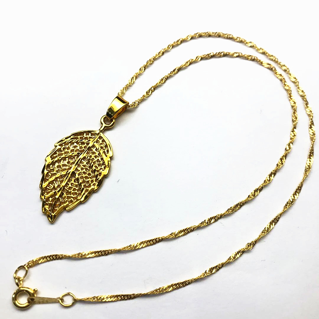 飘逸版金叶子24k镀金女式吊坠项链挂件镀金吊坠