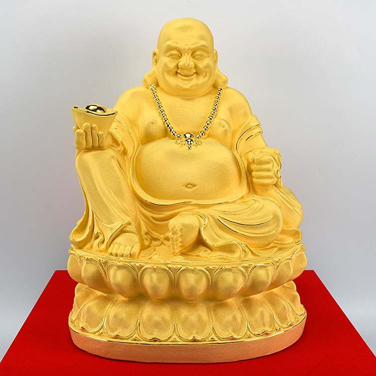 镇宅大肚弥勒佛绒沙金富贵弥勒佛像居家供奉笑佛 招财弥勒佛摆件