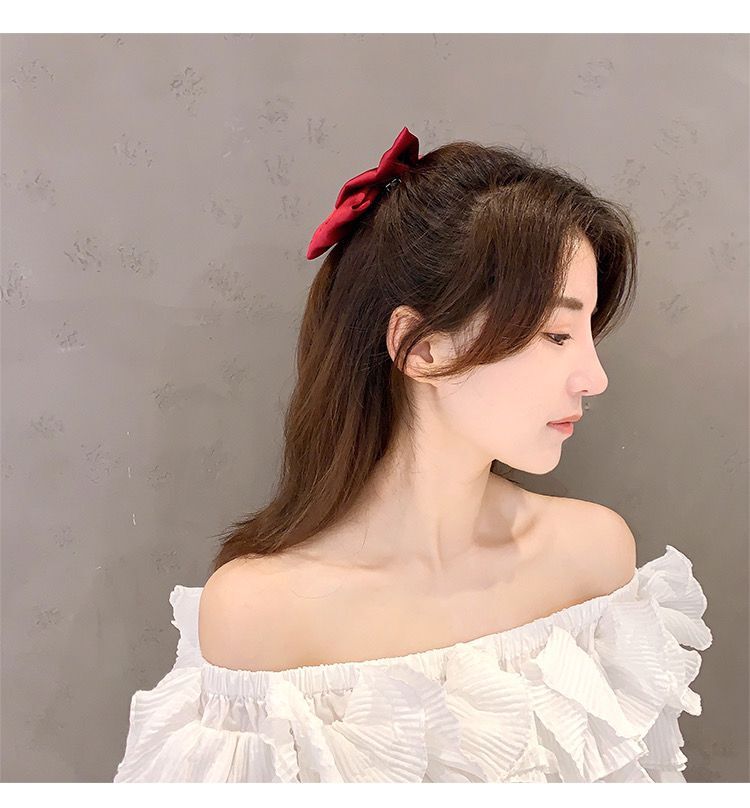 周扬青黑色大蝴蝶结发夹后脑勺韩国网红发卡顶夹边夹少女夹子头