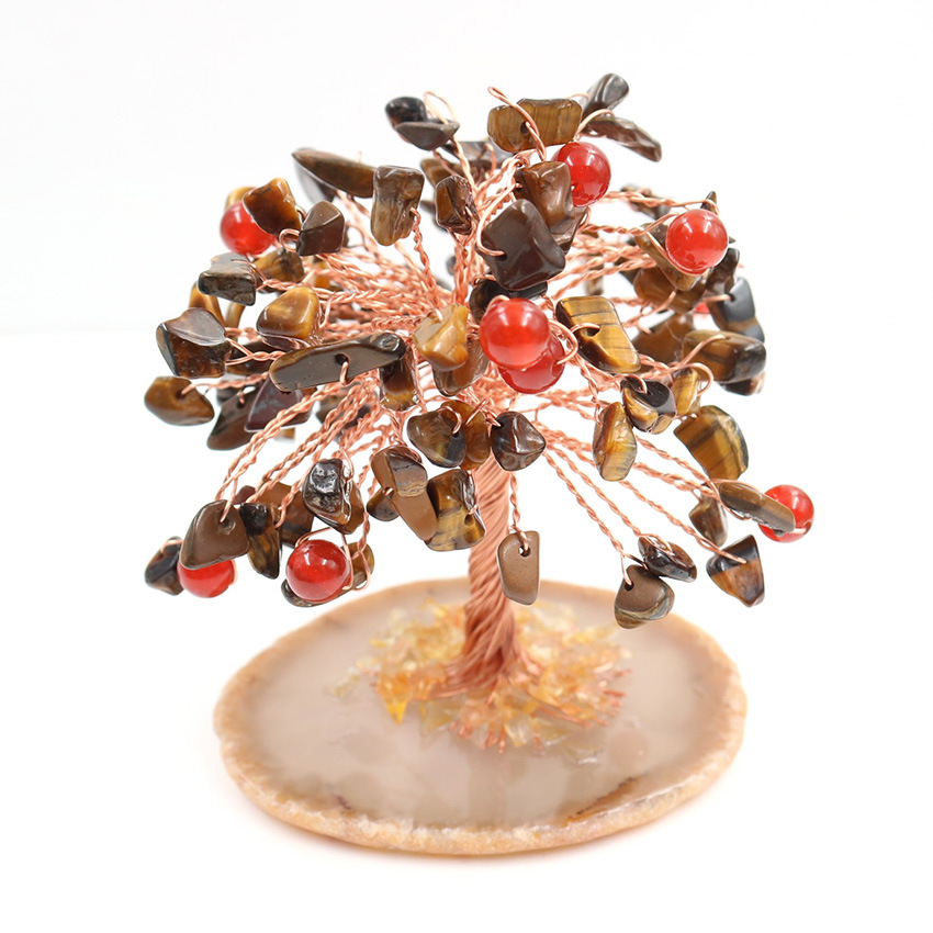 天然水晶碎石果实发财树 生命树摆件招财树工艺品居家摆件装饰品