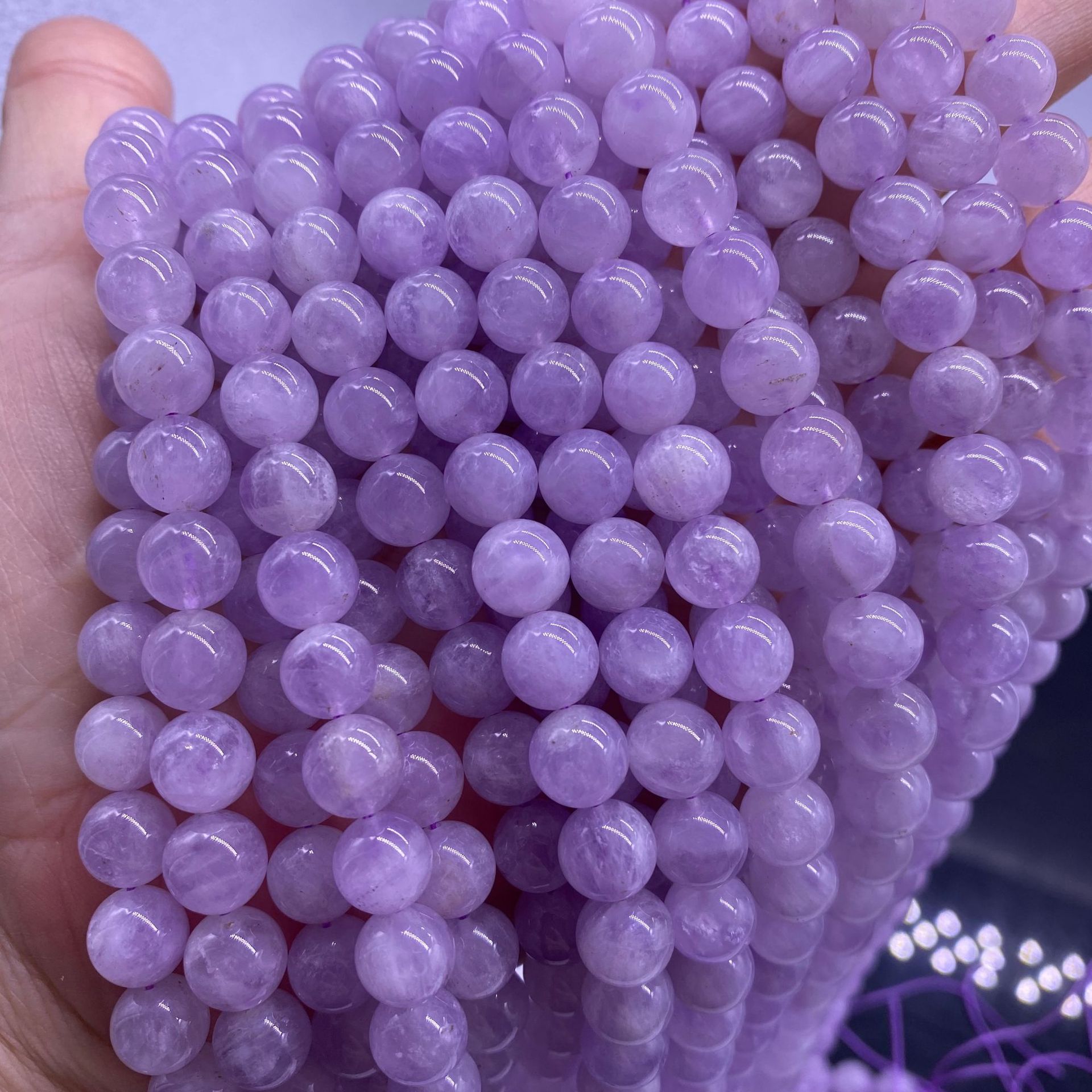 厂家直供 薰衣草紫水晶散珠 天然浅紫晶圆珠 紫水晶珠子 现货批发