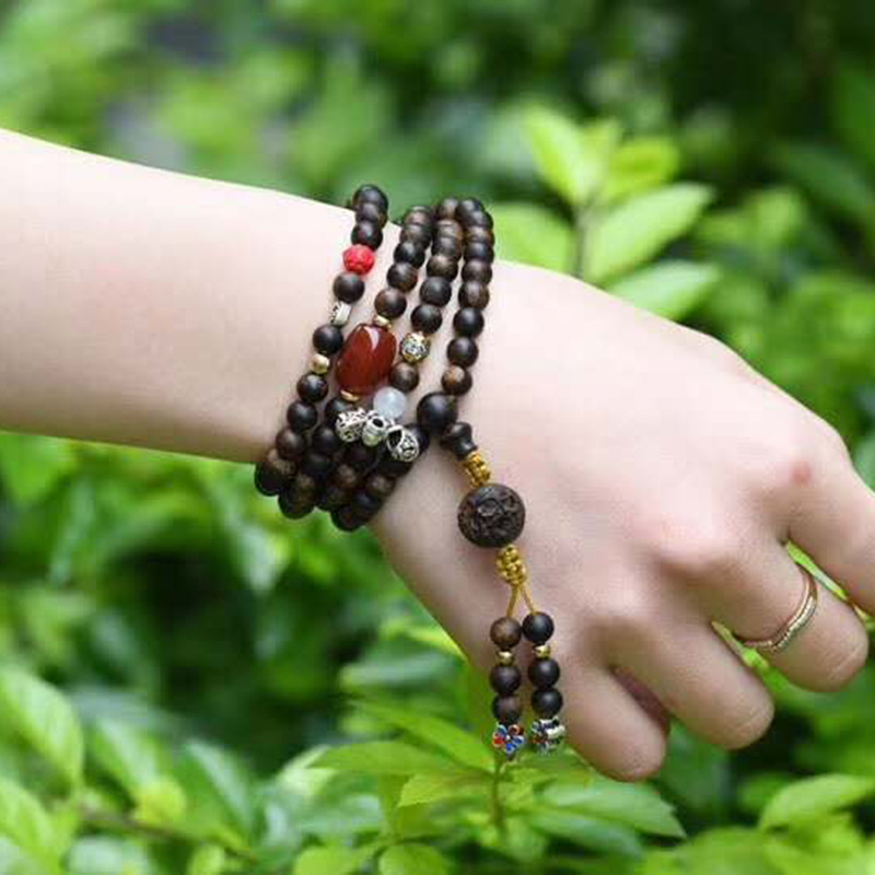 文莱沉香禅意念珠手串天然野生文莱老料花香浓郁佛珠木质手链首饰