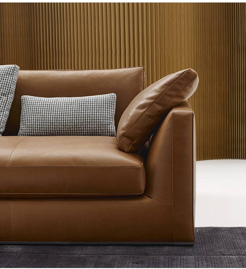 意式轻奢纳帕皮沙发 客厅三人位组合小户型乳胶牛皮沙发现代简约