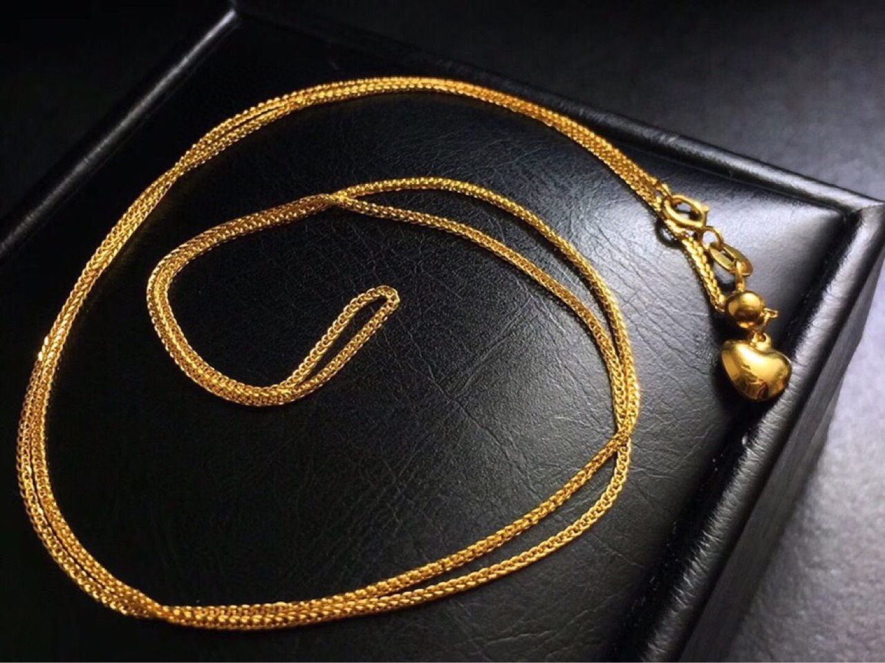 18k金肖邦项链au750爱心尾链抽拉调节锁骨彩金肖邦项链