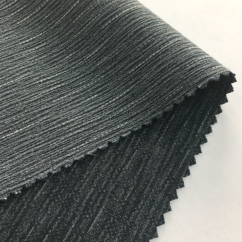 涤粘弹力面料 树皮皱 tr交织 人棉竹节纱嵌条 秋冬女装时装面料