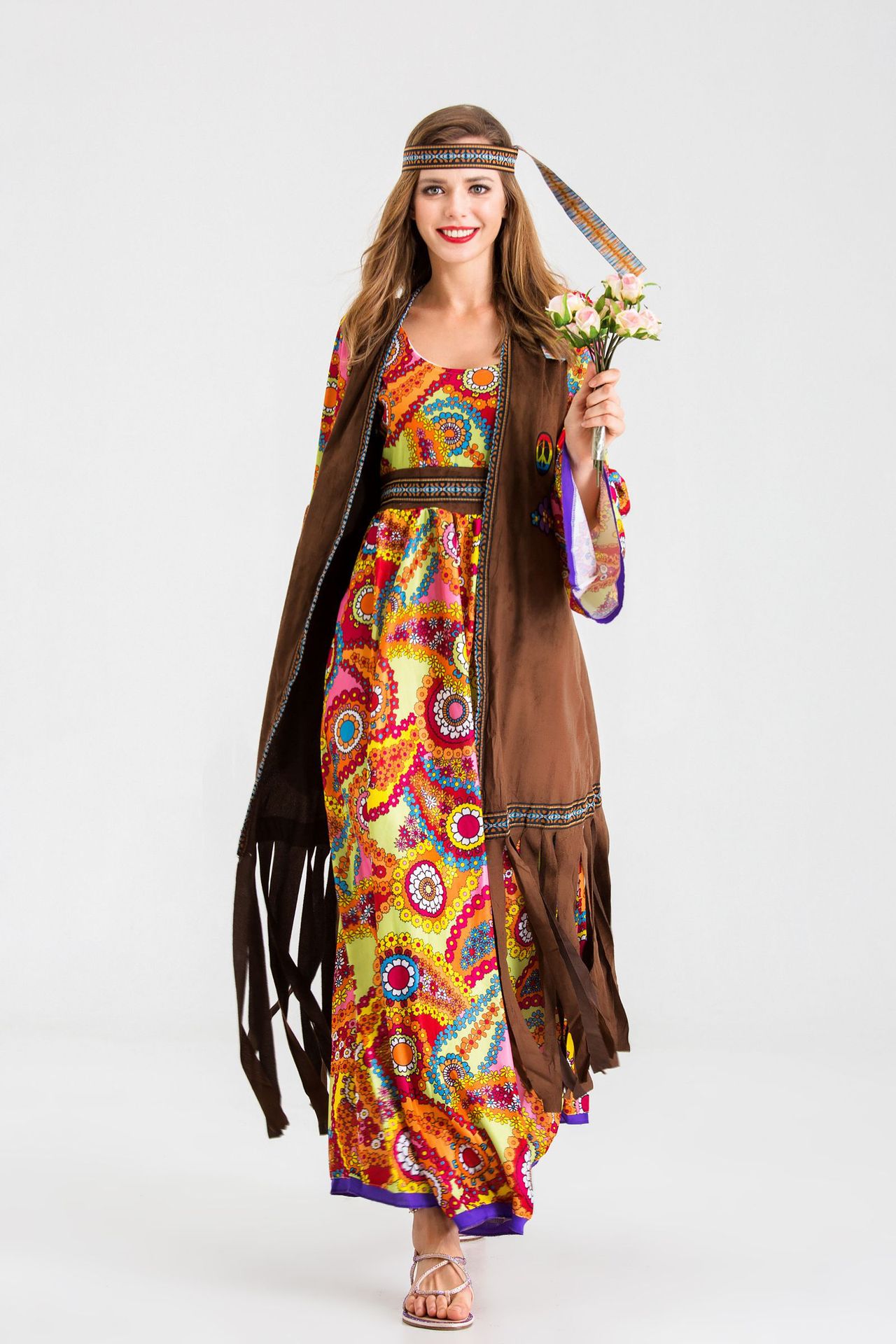 万圣节服装 复古70年代迪斯科嬉皮士演出服hippiecostume角色服