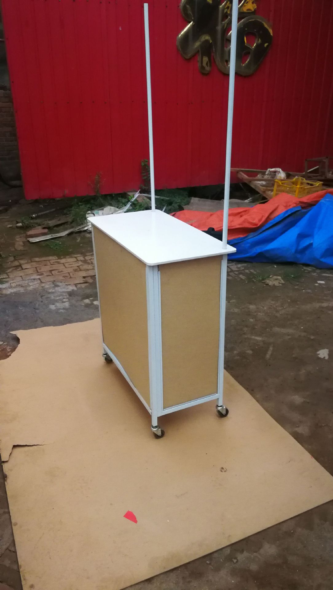 超市滑轮促销台 移动小推车 便携式地摊架折叠试吃铁框促销柜定制