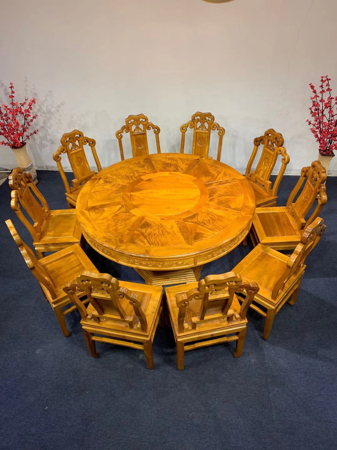 红木金丝楠木小叶桢楠圆餐桌厂家直销