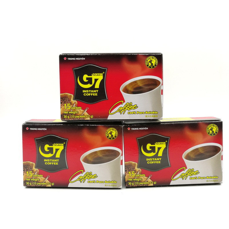 批发越南进口黑咖啡 进口食品g7纯咖啡粉 30gx24盒含糖咖啡饮料