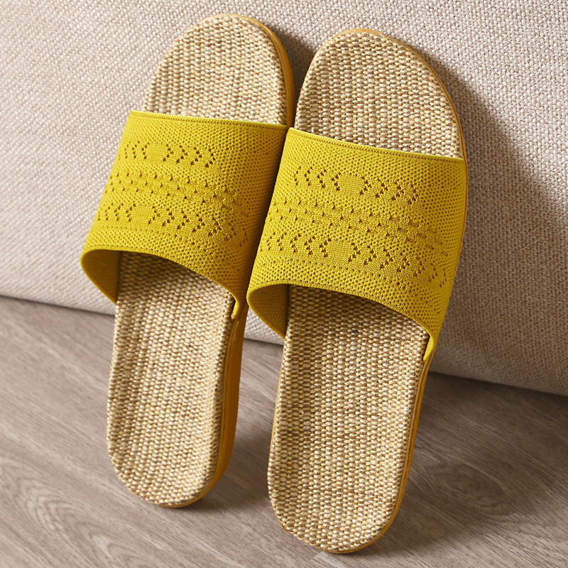 飞织鞋面亚麻拖鞋女夏天情侣居家用室内软底舒适凉拖鞋男拖鞋批发