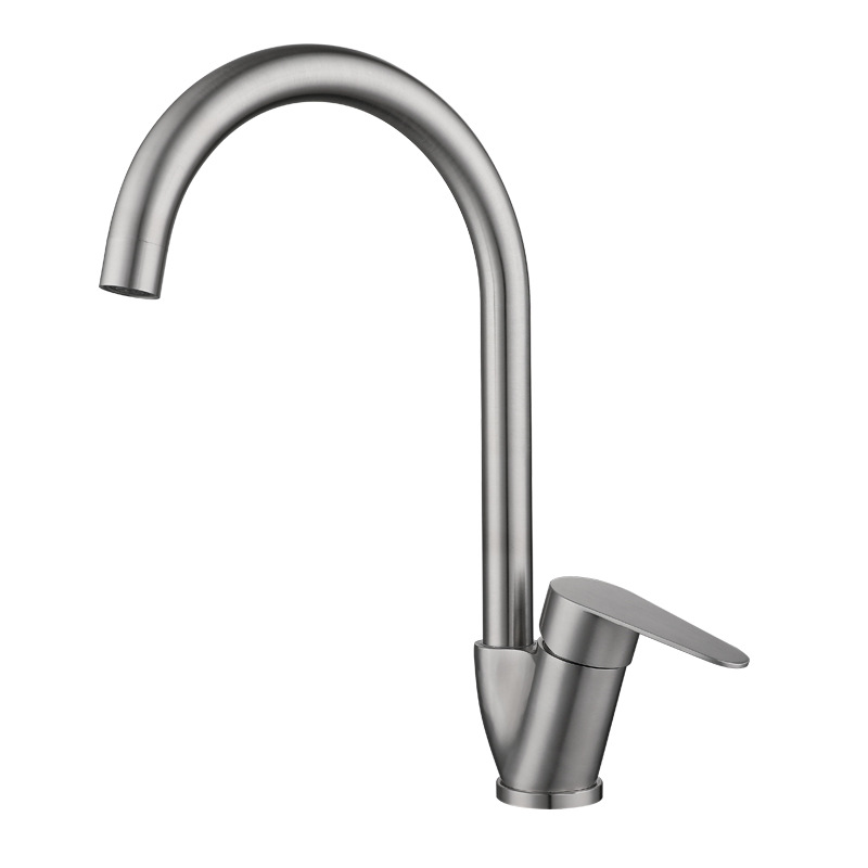 Factory Direct Sales 304 Stainless Steel Hot and Cold Kitchen Faucet Lead-Free Brushed Rotatable Washing Basin Sink Faucet