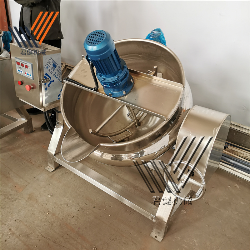 电加热药粉熬制搅拌锅 100l黑膏药熬制锅 可倾斜式枇杷膏熬制机