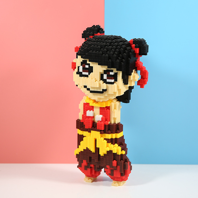 趣拼搭儿童益智积木玩具哪吒公仔模型兼容乐高小颗粒拼插积木批发