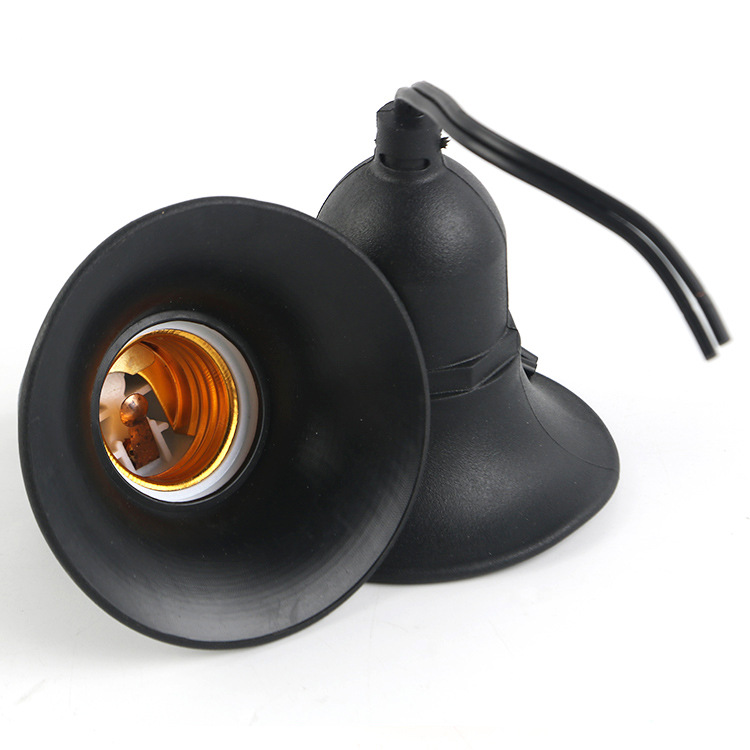 防水灯头户外led灯座喇叭口防雨e27螺旋带线灯头灯口