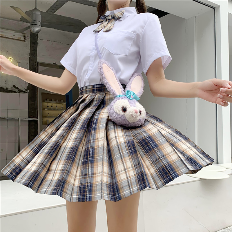 日系学院高腰格子少女心事百褶裙百折裙半身裙jk制服裙合集批发