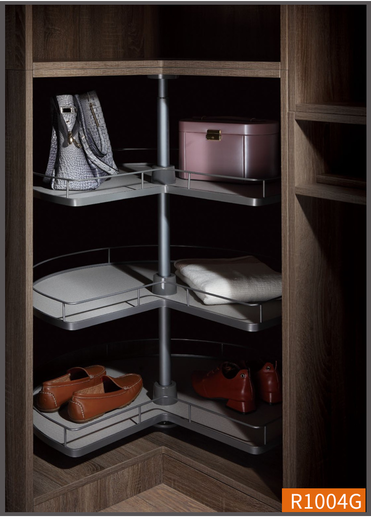 衣柜转角收纳旋转衣架裤架衣帽间柜内拐角挂衣架转盘篮衣物置物篮