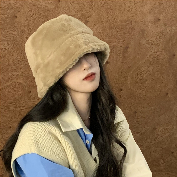 豹纹毛绒渔夫帽女韩版冬ins网红百搭柔软舒适保暖遮脸盆帽水桶帽