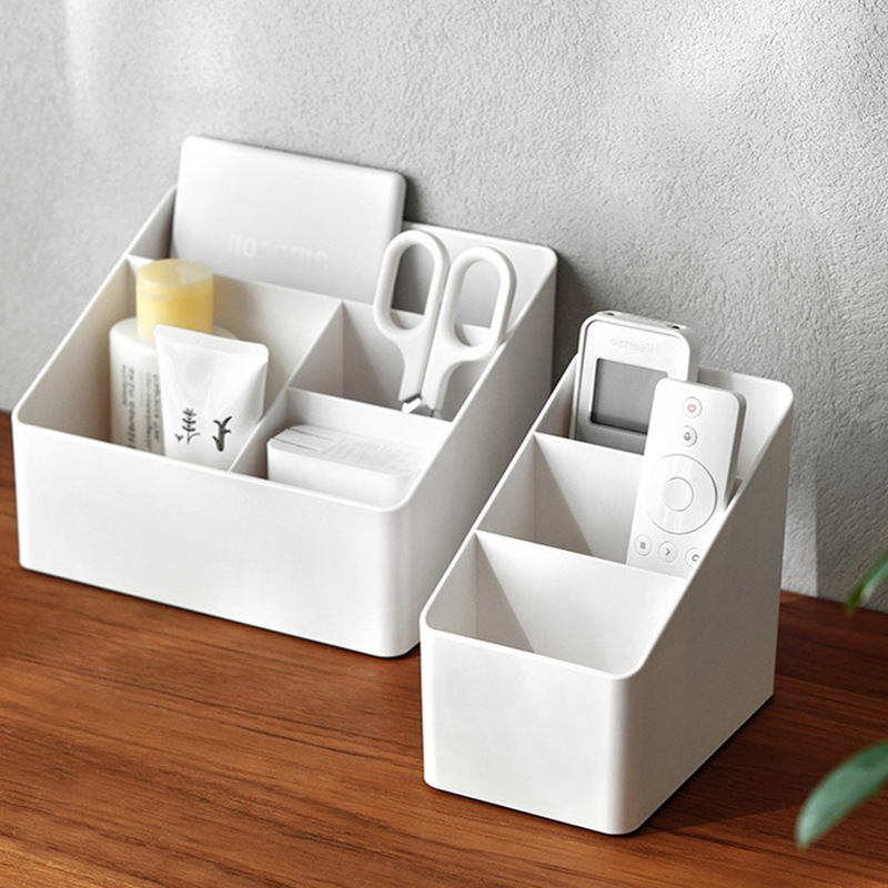 Dormitory and Living Room Desktop Storage Box Plastic Office Cosmetic Organizing Box Remote Device Multifunctional Compartmented Storage Boxes