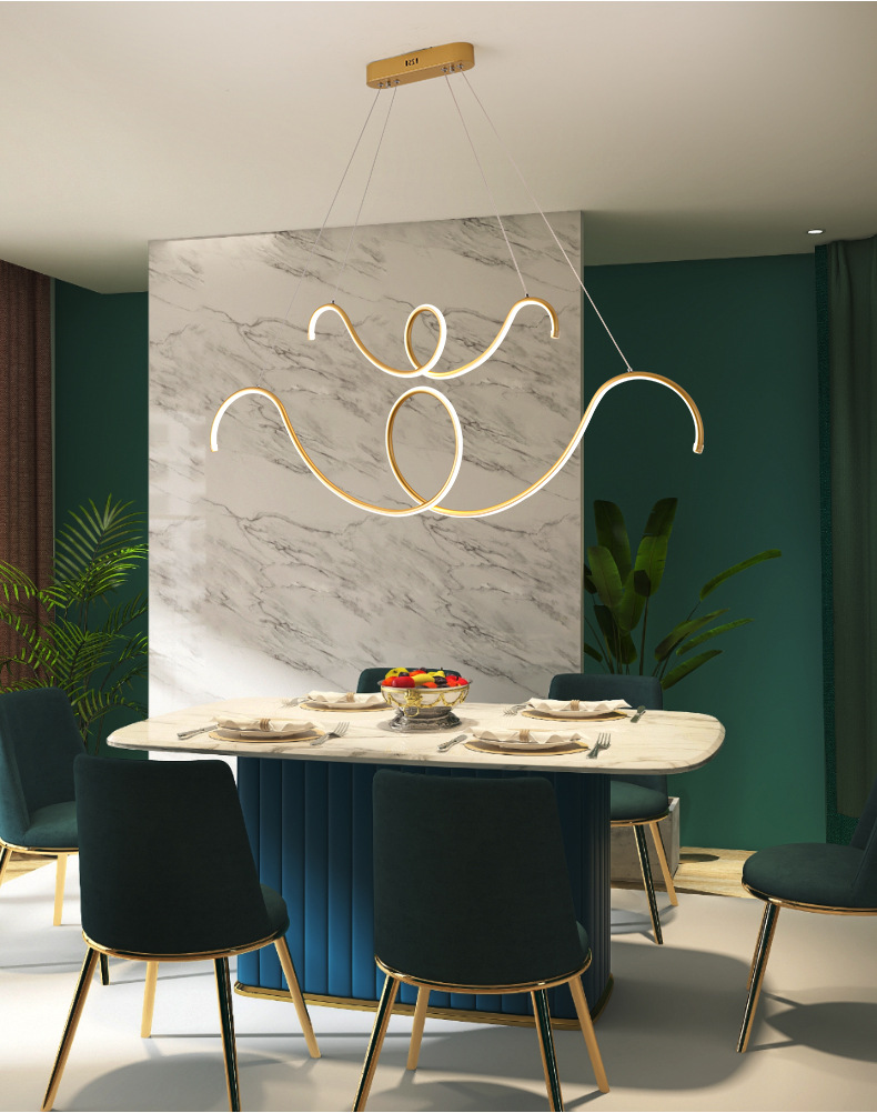北欧创意餐厅线条灯轻奢艺术咖啡厅吧台长条吊灯 简约个性ins灯具