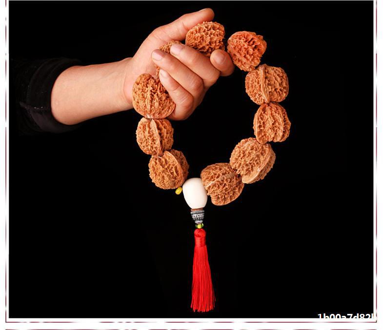 核桃男把玩狮子头手持念珠文玩满天星件四座手串野生手官帽楼佛珠