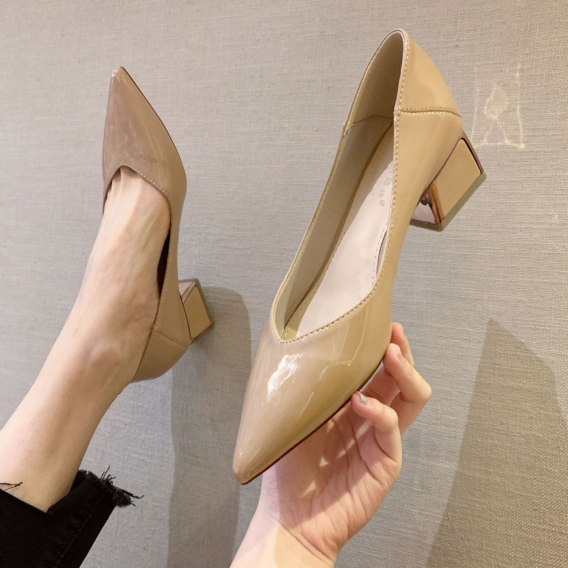 2021春季女鞋单鞋修面皮胶粘鞋单鞋34 35 36 37 38 39 40 41粗-报价