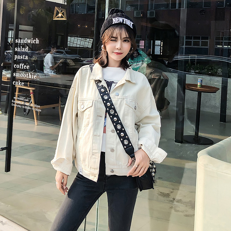 百搭bf风牛仔夹克女浅色易搭牛仔外套女春秋减龄穿搭一件代发现货