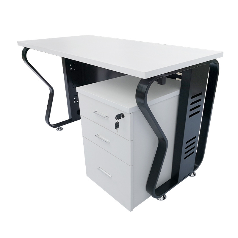 屏风半蝴蝶架单人白色办公桌工作室创意带柜子组合电脑桌厂家