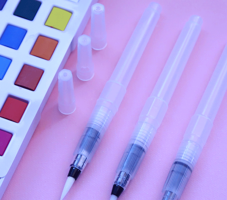 厂家批发固体水彩自来水笔 灌水软毛笔尖头储水笔 水溶彩铅绘画笔