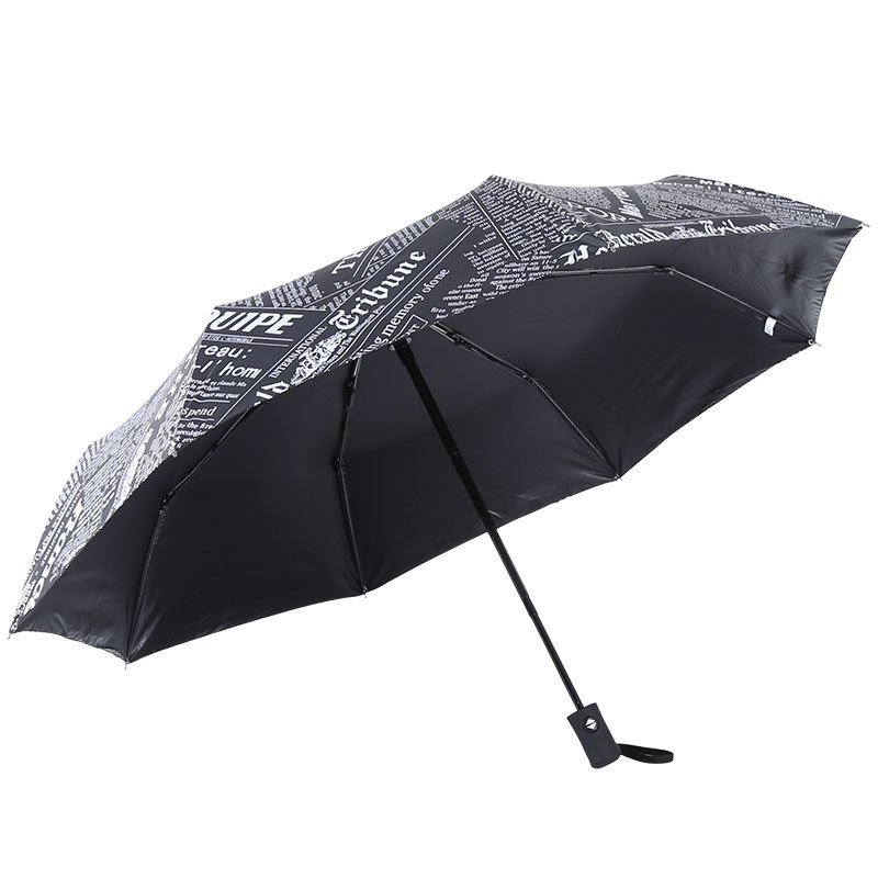 Automatic Folding Newspaper Umbrella Men's and Women's Dual-Use Sun Umbrella Personality Creative Trend Student Umbrella Retro Umbrella