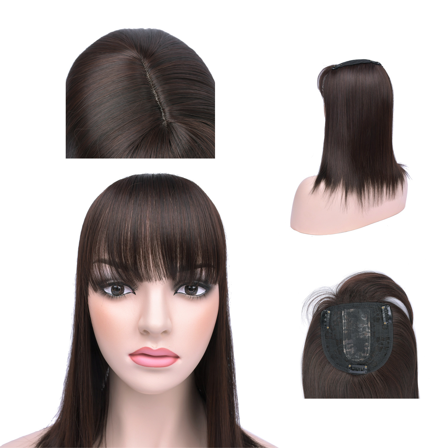 假发片女士头顶补发片遮白发假发短发一片式无痕轻薄假刘海补发