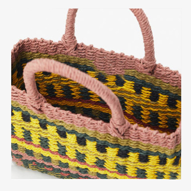 2023 New Summer Paper String Woven Children's Women's Bag Spot Handmade Women Bag Verticle Square Small Bag