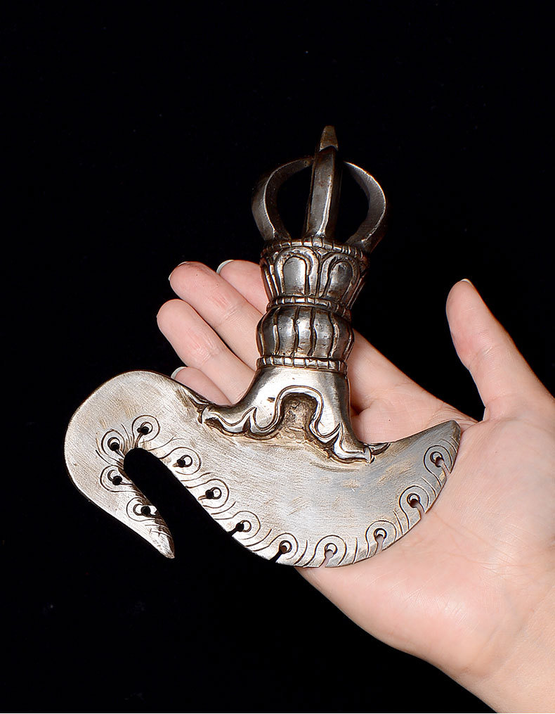 佛缘汇 金刚钺刀藏传佛教密宗供具供具尼泊尔铁手工五股金刚杵