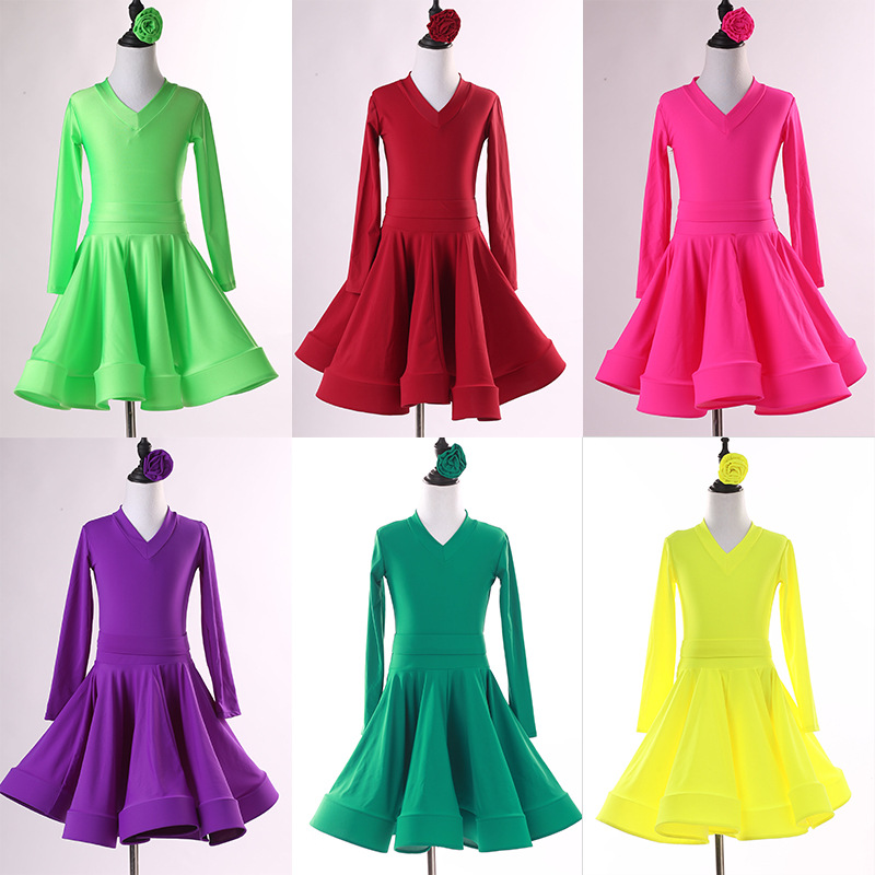 拉丁舞服装儿童女孩夏新款中袖练功服少儿专业舞蹈考级比赛演出服